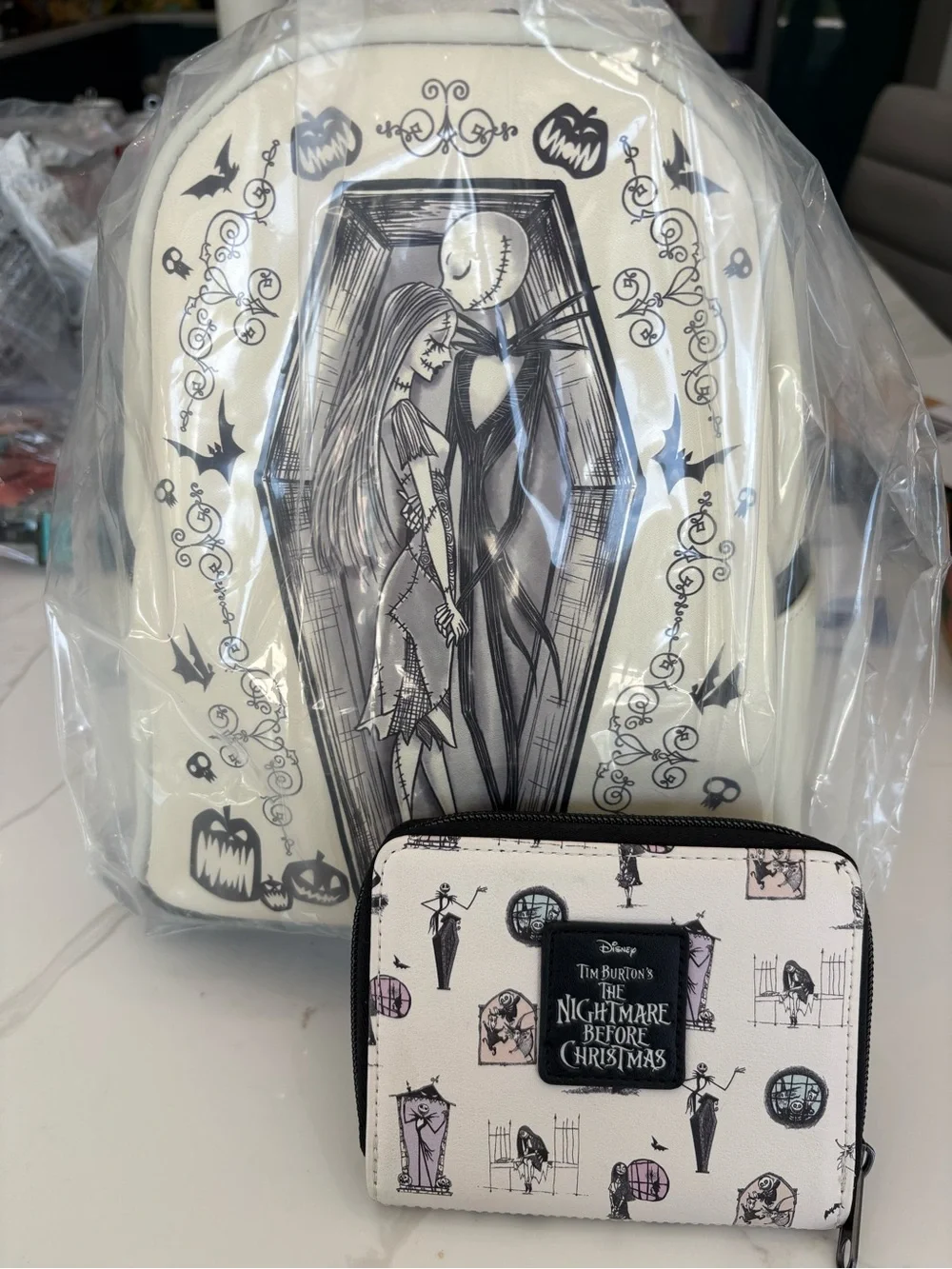 NWT Loungefly The Nightmare Before Christmas Jack & Sally Mini Backpack & wallet
